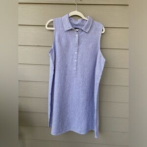 Blue and white striped hundred percent linen dress by Tahari